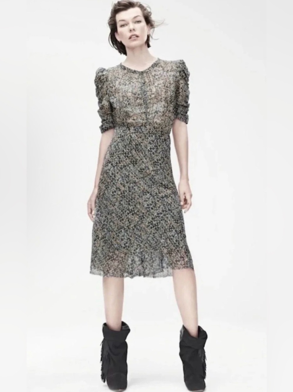 NWOT Isabel Marant Pour Sheer Floral-Print Midi Dress - US 2